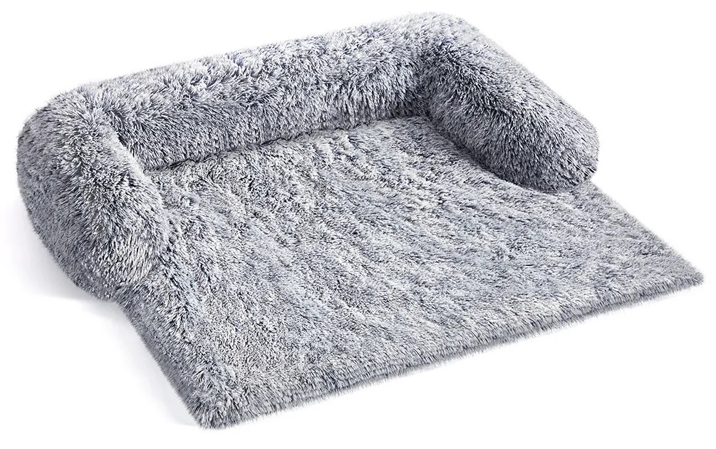 Cama de peluche para cães 110 x 95 x 18 cm tamanho XL Cinzento