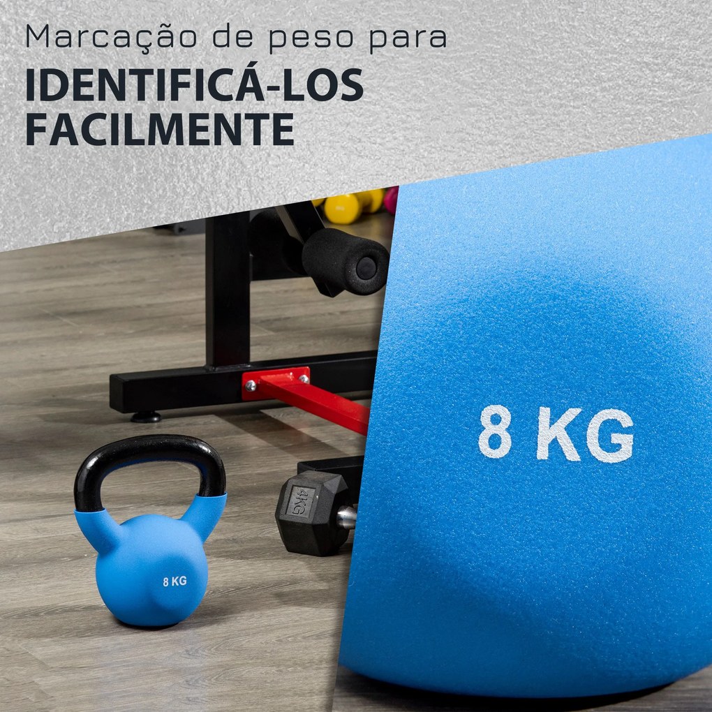 HOMCOM Kettlebell de 8kg de Ferro Fundido Haltere Kettlebell com Reves