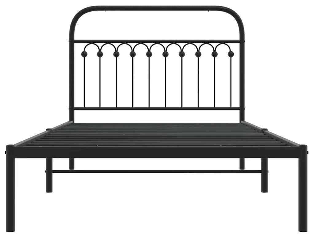 Estrutura de cama com cabeceira 107x203 cm metal preto