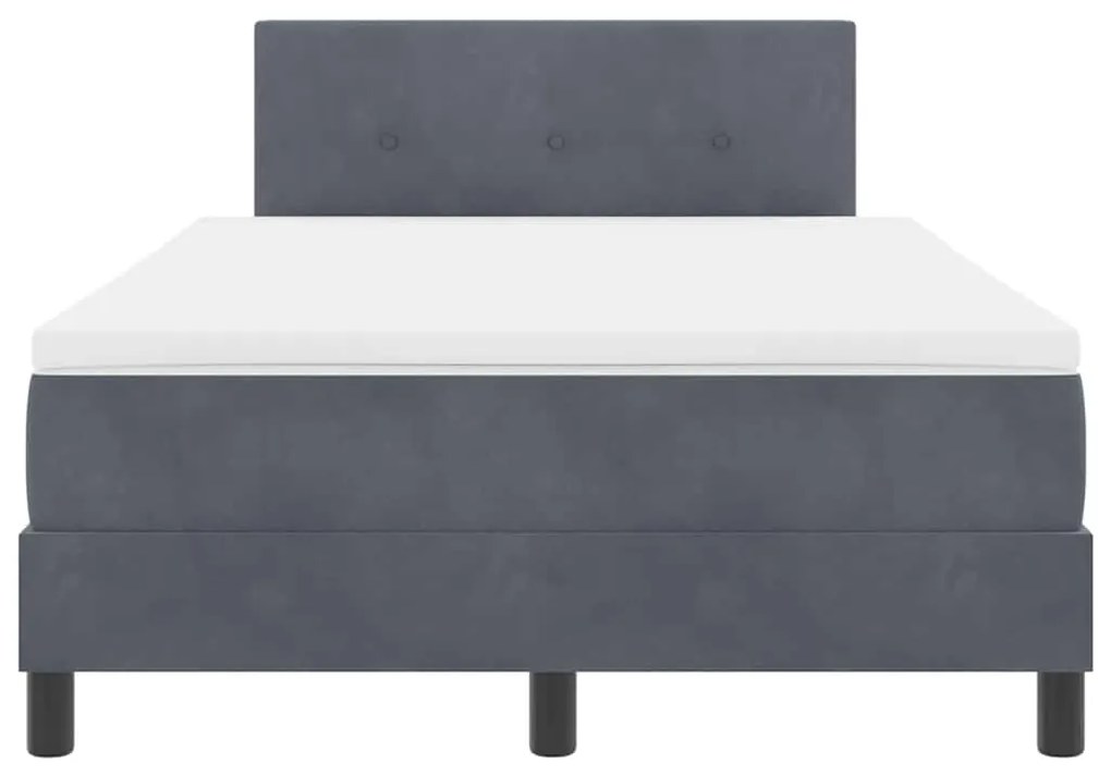 Cama Box com Colchão e LED Cinza Escuro 120x190 cm Veludo
