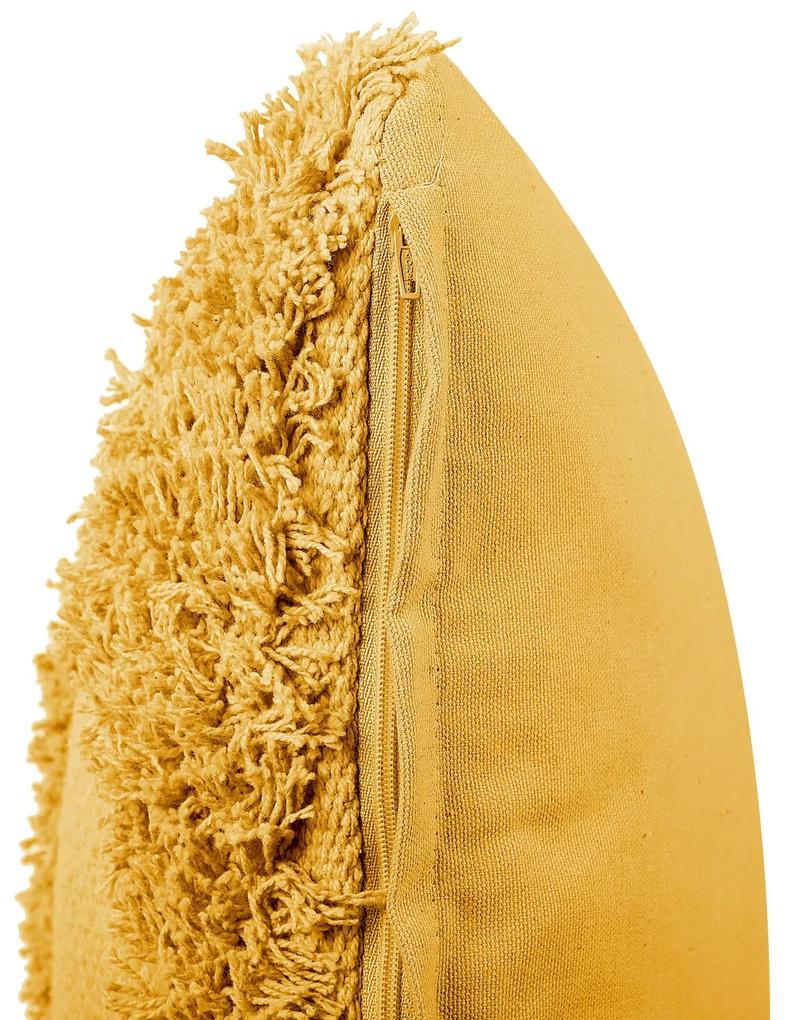 Almofada decorativa em algodão amarelo 45 x 45 cm RHOEO Beliani