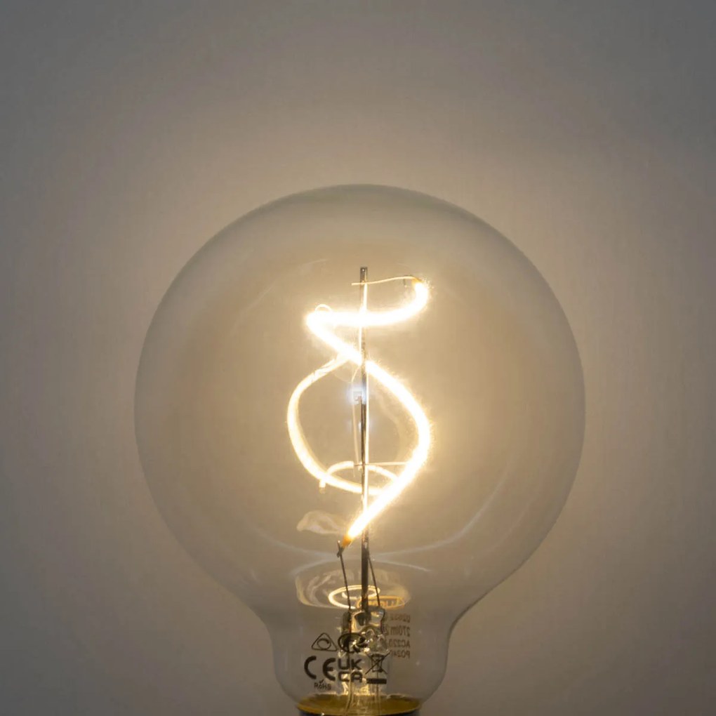 Conjunto de 5 Lâmpadas LED E27 Filamento Espiral Regulável G95 4W 270LM 2700K