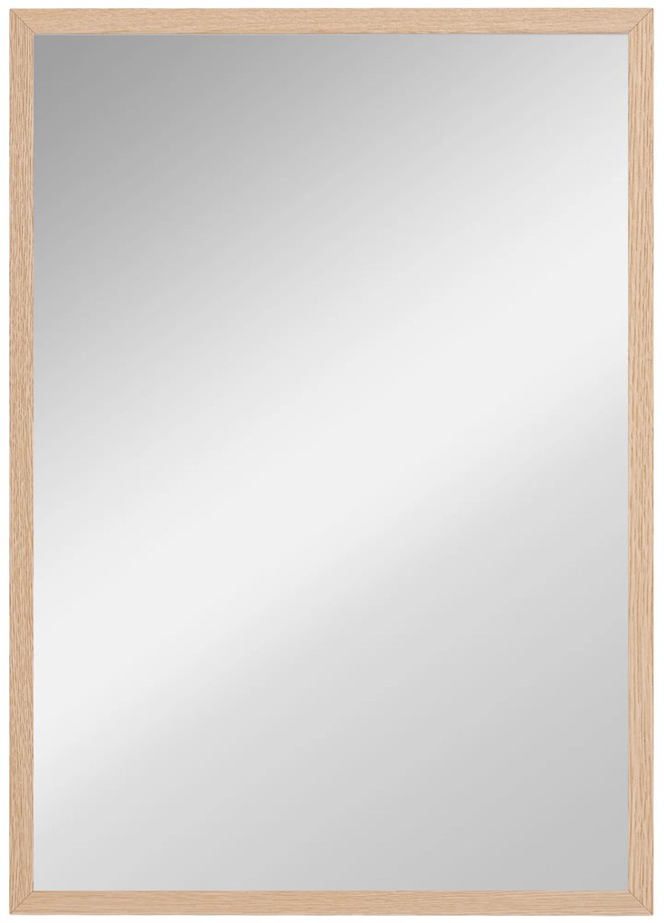 HOMCOM Espelho de Parede Decorativo 50x70 cm Espelho Retangular Espelho de Sala com 4 Ganchos Metálicos Estilo Moderno Madeira