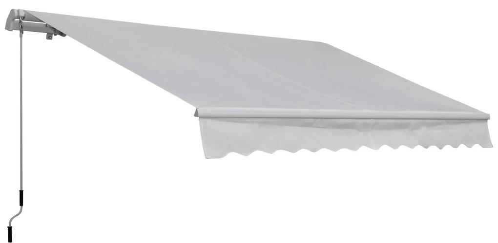 Outsunny Toldo Manual 3,5x2,5 m de Alumínio Toldo de Varanda Pátio com Manivela Resistente a Água Proteção Solar UV Branco | Aosom Portugal