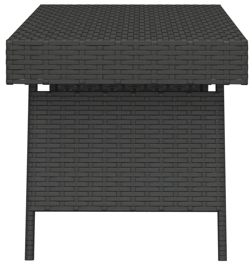 Mesa de apoio dobrável 60x40x38 cm vime PE preto