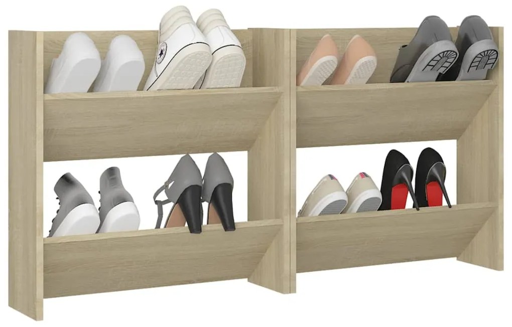 Sapateiras de parede 2 pcs 60x18x60cm contrapl. carvalho sonoma