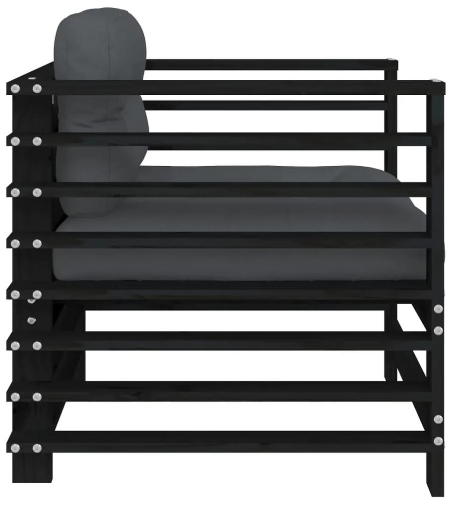 Cadeiras de jardim c/ almofadões 2 pcs pinho maciço preto
