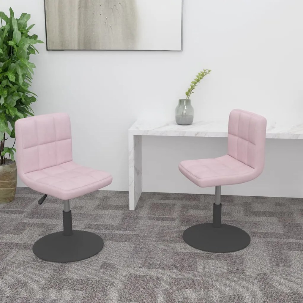 vidaXL Cadeiras de jantar giratórias 2 pcs veludo rosa