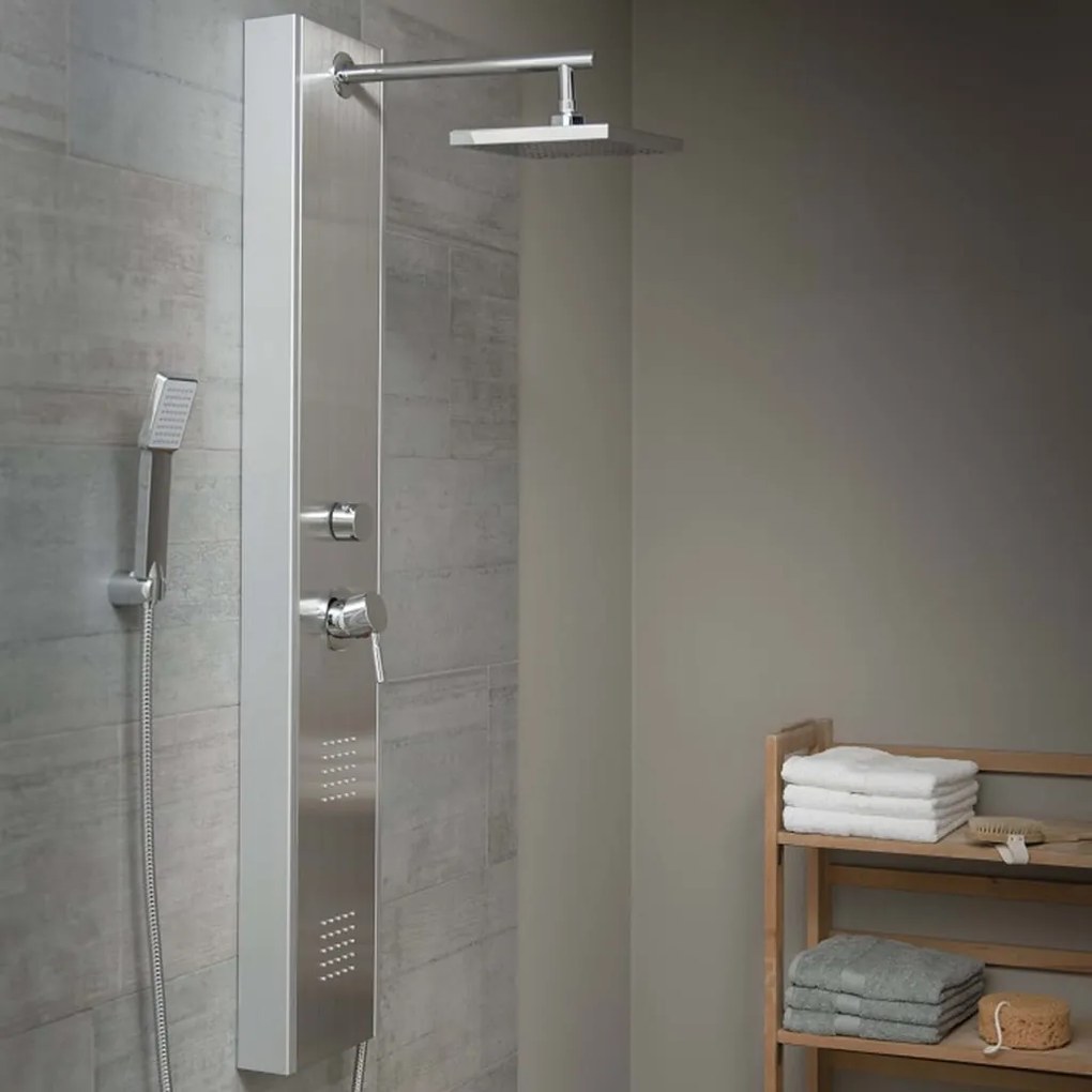 SCHÜTTE Painel de duche misturadora manípulo único TAHITI aço inox.