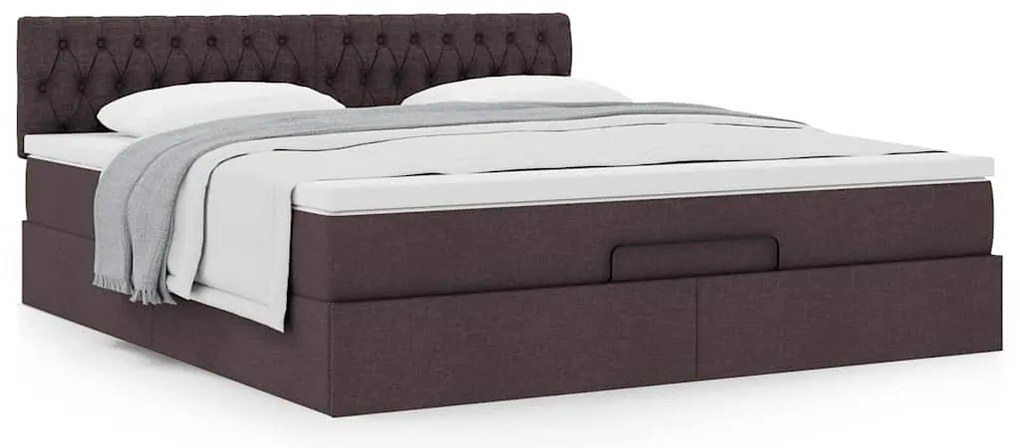 Estrutura de cama otomana com colchão 180x200cm castanho escuro