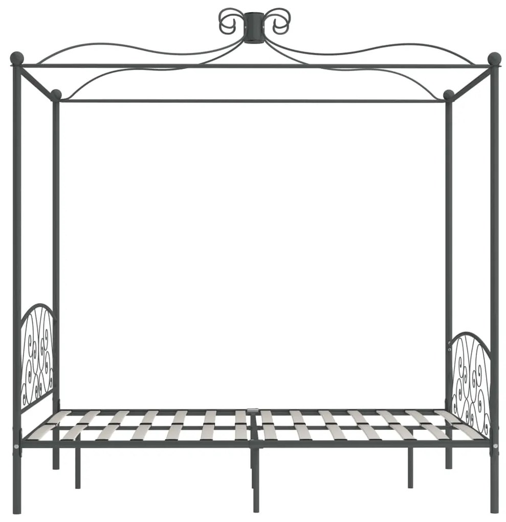 Estrutura de cama com dossel 140x200 cm metal cinzento