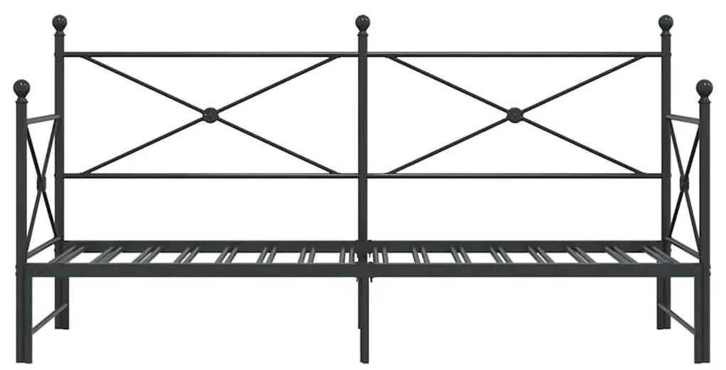 Cama de dia com gavetão sem colchão 90x200 cm aço preto