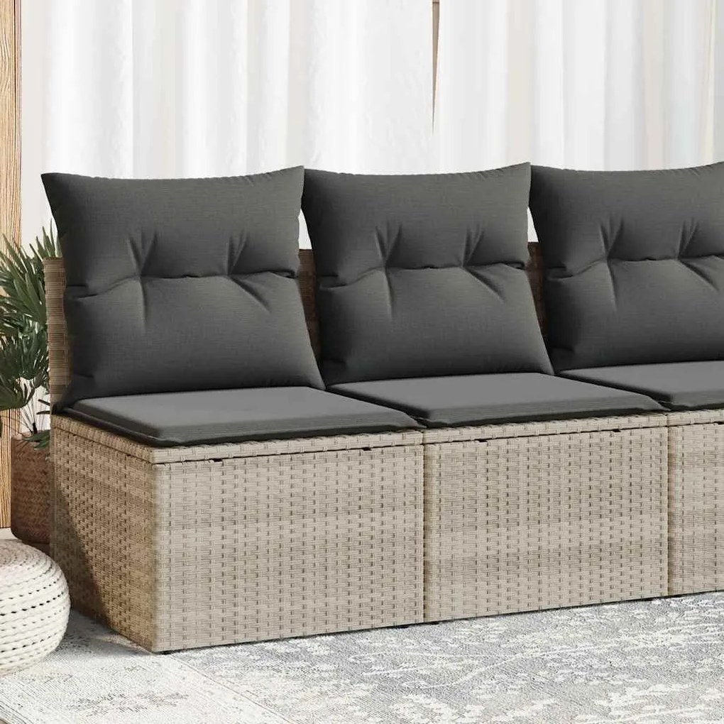 vidaXL 2 pcs conjunto sofás de jardim c/ almofadões acácia e vime PE