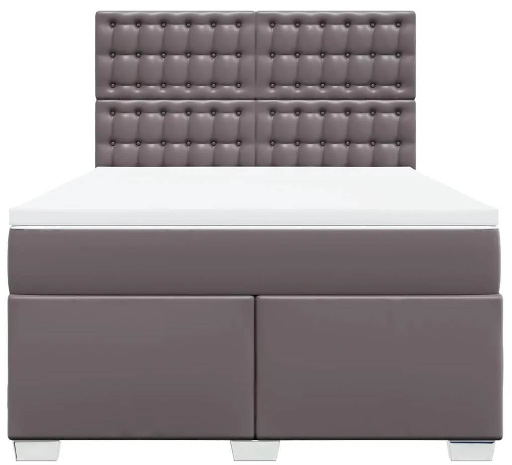 Cama com molas/colchão 160x200 cm couro artificial cinzento