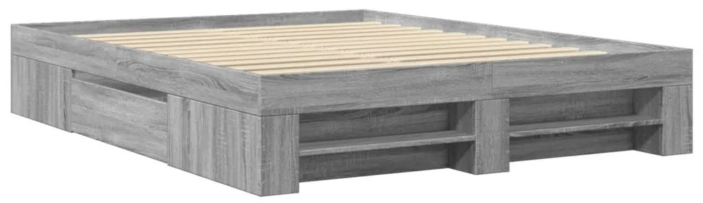 Estrutura de cama sem colchão 160x200 cm sonoma cinzento