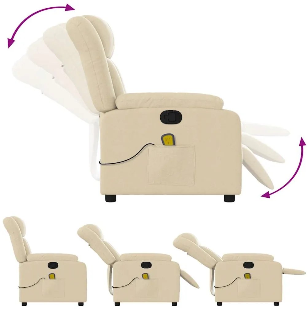 Poltrona de massagens reclinável tecido cor creme
