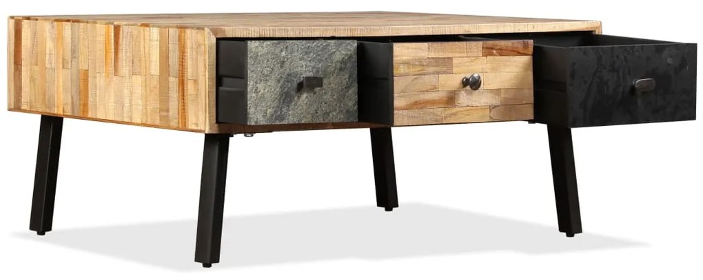 Mesa de centro teca maciça reciclada 90x65x40 cm