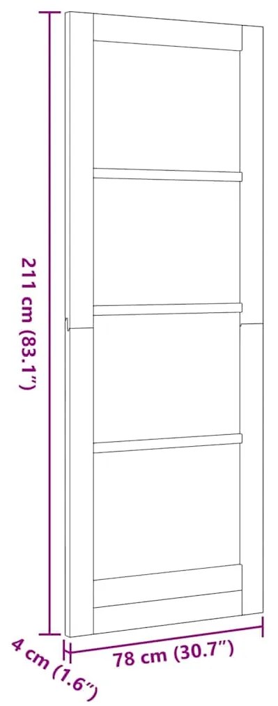 Porta Interna "ORKDAL" 78x211x4 cm de Madeira Sólida de Pinheiro