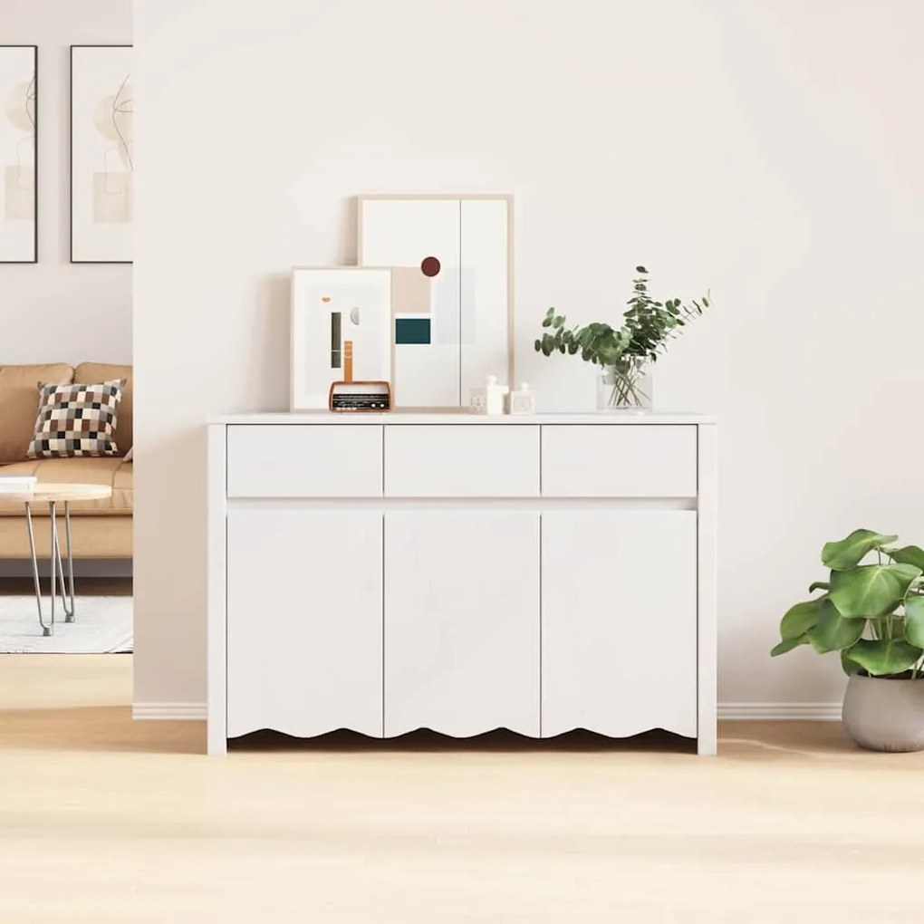 Sideboard vidaXL "DRAMMEN" Branco 114x43x75,5 cm Madeira Sólida Pinus