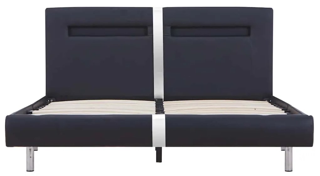 Estrutura de cama com LED 140x200 cm couro artificial preto