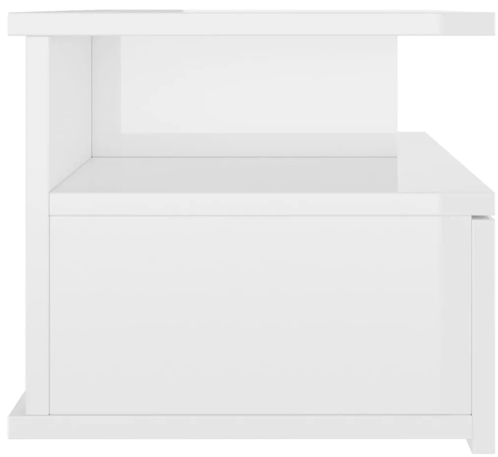 Mesa de cabeceira suspensa 2 pcs 40x31x27 cm branco brilhante