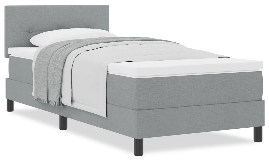 Cama Box com Colchão Cinza Claro 80x200 cm Tecido