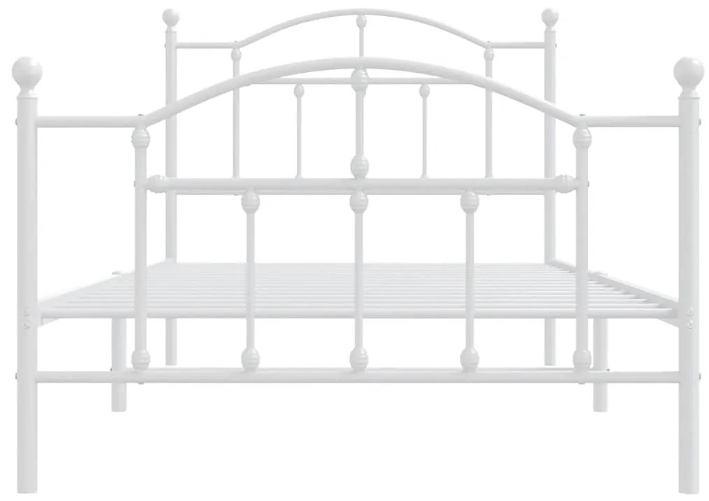 Estrutura de cama com cabeceira e pés 100x190 cm metal branco