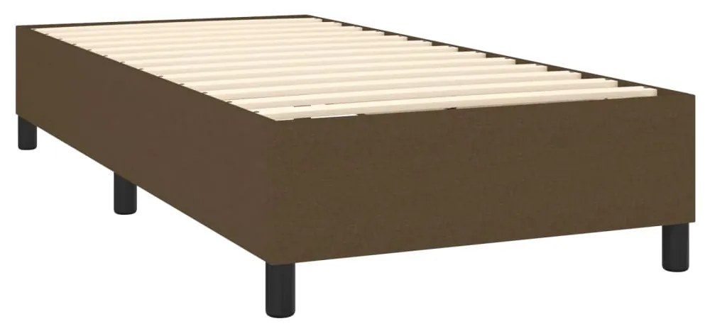 Estrutura de cama 90x190 cm tecido castanho-escuro