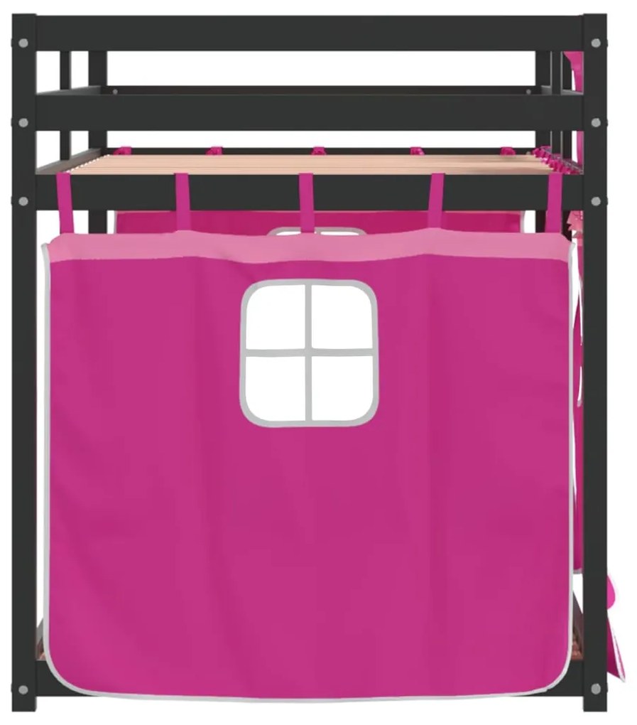 Beliche com cortinas 90x190 cm madeira de pinho maciça rosa