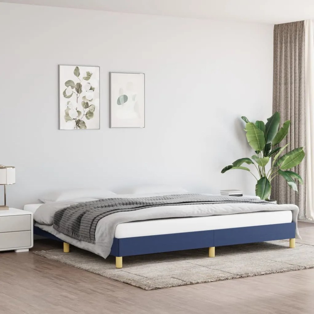 Estrutura de cama sem colchão 200x200 cm tecido azul