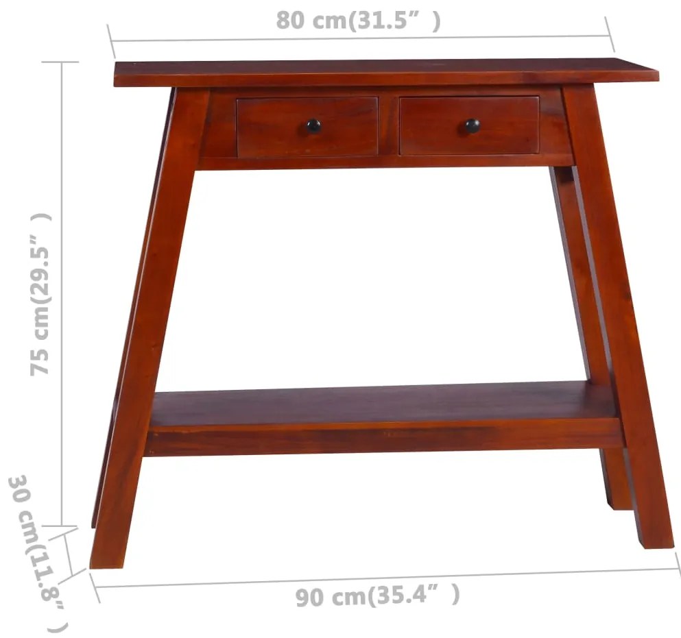 Mesa consola 90x30x75 cm mogno maciço castanho clássico