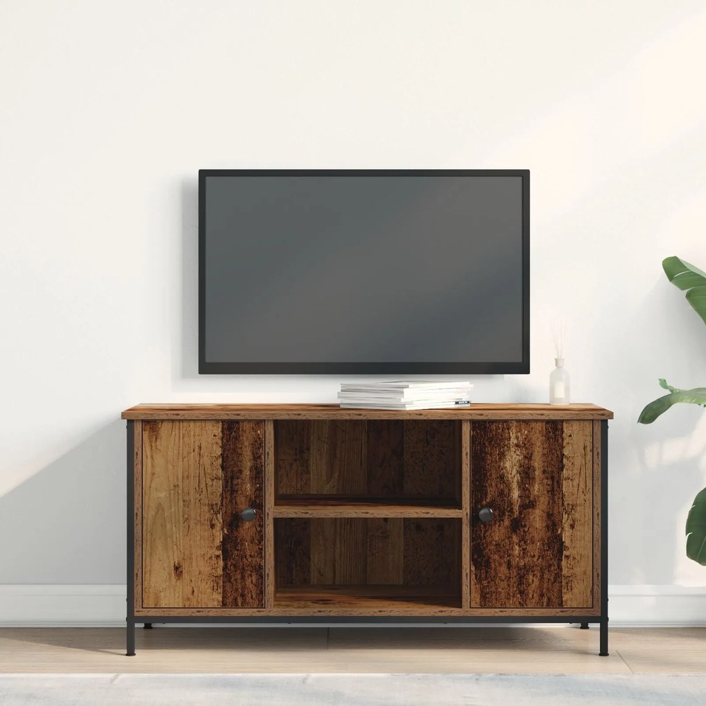 Gabinete de TV Madeira Antiga 100x40x50 cm Madeira de Engenharia e Aço