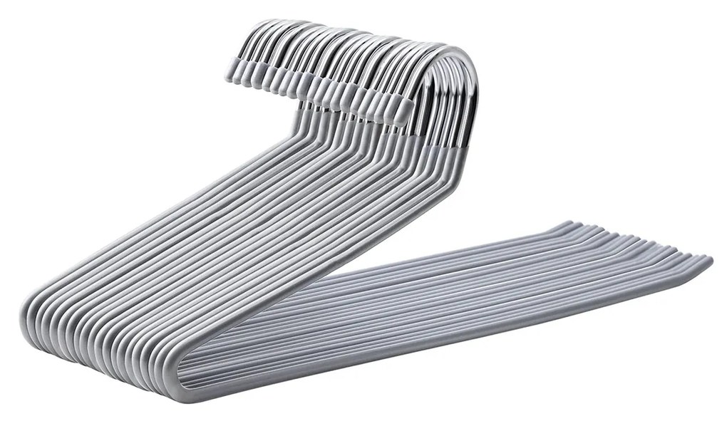 Pacote com 20 cabides de metal para calças SONGMICS com extremidade aberta e revestimento antiderrapante, economizadores de espaço, 38 cm de largura, cinza CRI04G-20