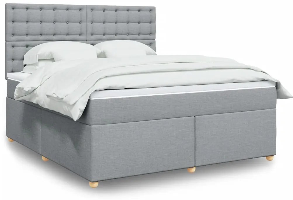 vidaXL Cama com molas/colchão 180x200 cm tecido cinzento-claro