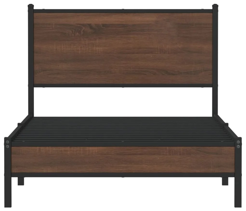 Estrutura de cama sem colchão 100x200cm metal carvalho castanho