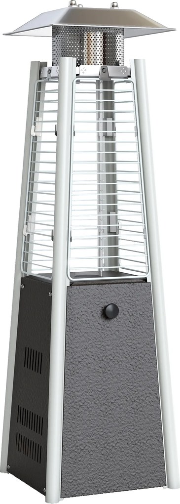 Aquecedor a Gás Butano 3 KW Aquecedor de Exterior com Temperatura Ajustável Ignição por Pressão 23x23x89 cm Prata e Bronze