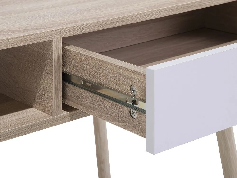 Secretária castanha clara com 1 gaveta 100 x 48 cm DEORA Beliani