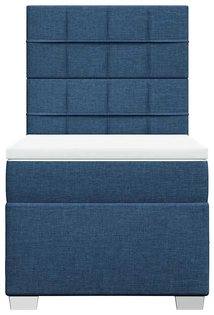 Cama com molas/colchão 90x200 cm tecido azul