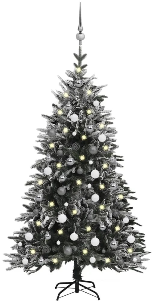 vidaXL Árvore de Natal artificial c/ luzes LED/bolas/neve PVC/PE 150cm