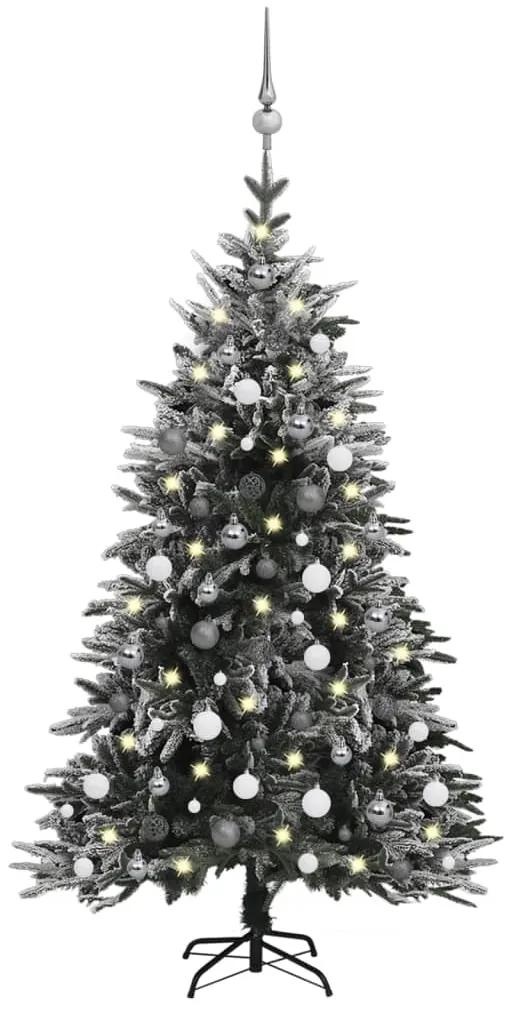Árvore de Natal artificial c/ luzes LED/bolas/neve PVC/PE 150cm