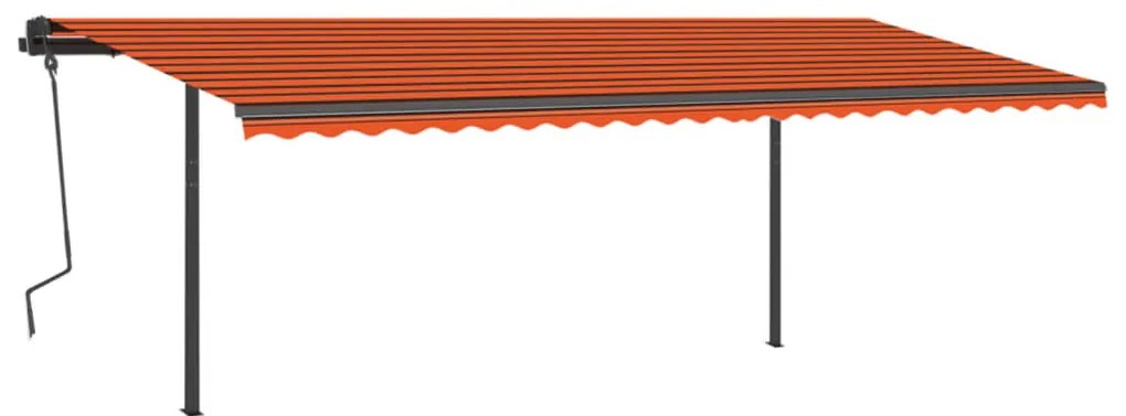 Toldo autom. c/ LED e sensor de vento 6x3,5 m laranja/castanho