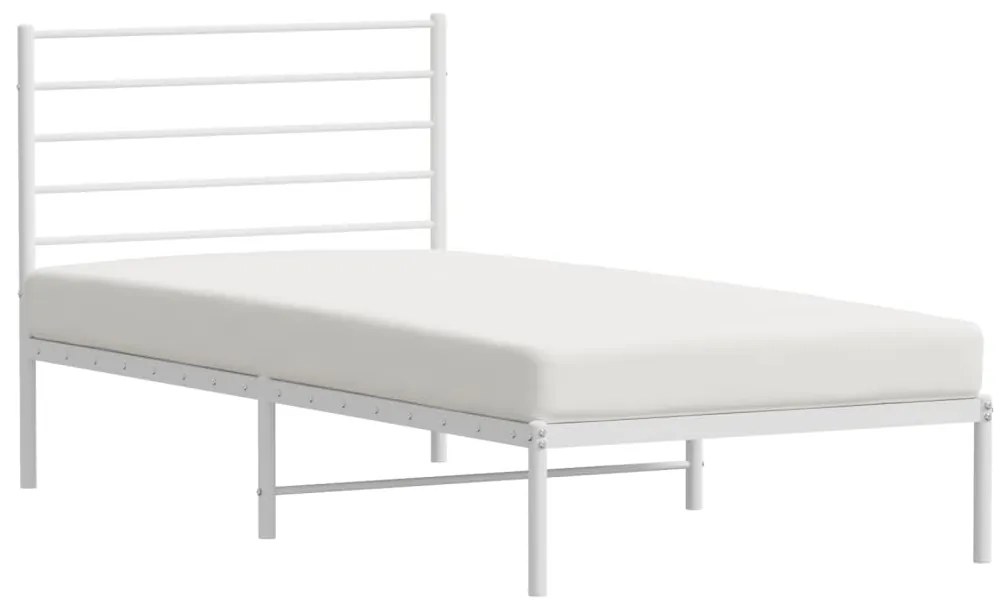 Estrutura de cama com cabeceira 90x190 cm metal branco