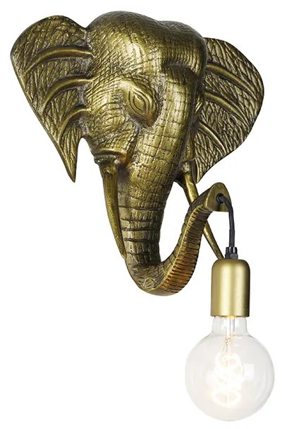 Candeeiro de parede vintage dourado - Animal Elefante