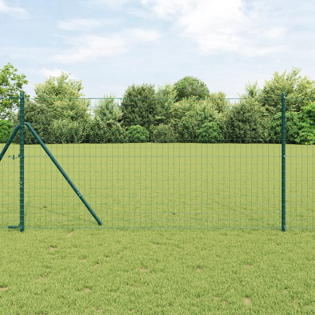 Cerca Euro com 7 Postes 1x10 m Aço Galvanizado Verde