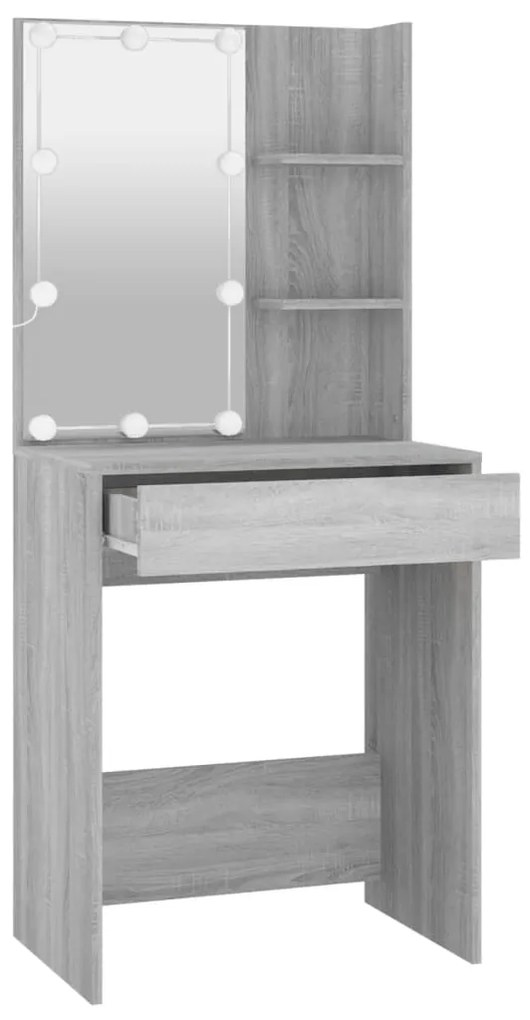 Toucador com LEDs 60x40x140 cm sonoma cinza