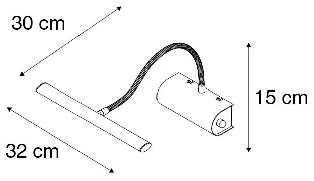 Candeeiro de parede design preto 32 cm com LED e dimmer - Tableau Moderno