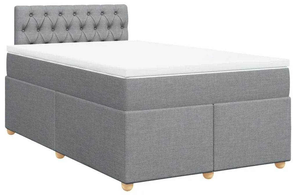 Cama boxspring com colchão 120x190 cm tecido cinzento-claro