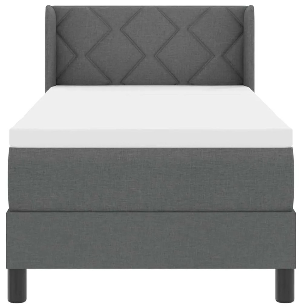 Cama Box com Colchão – Cinza Escuro, 80 x 200 cm Tecido