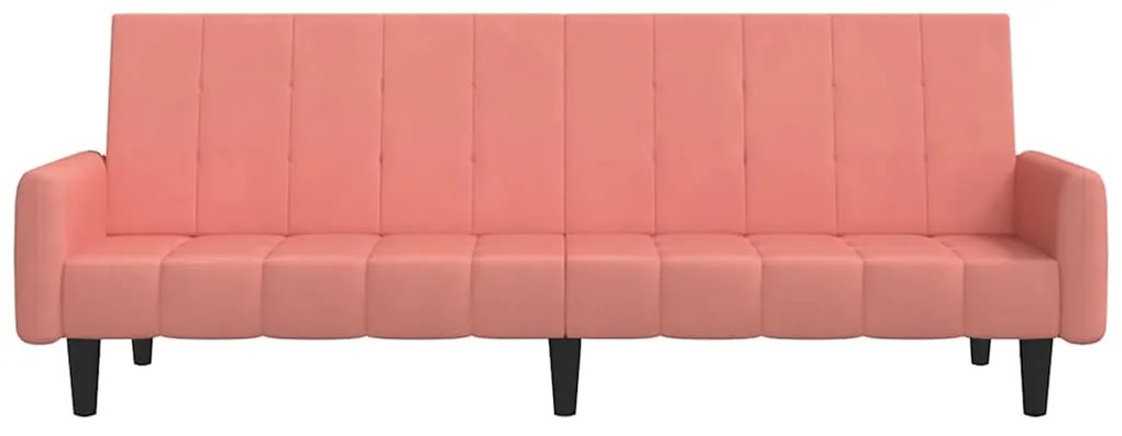 Sofá-cama de 2 lugares veludo rosa