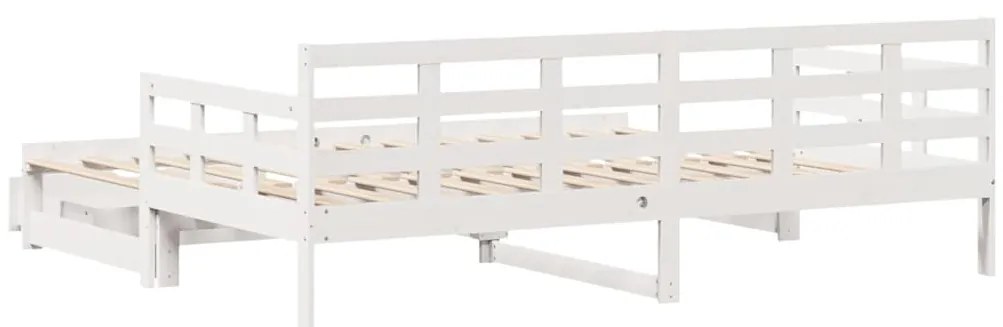 Sofá-cama com gavetão e gavetas sem colchão 90x200 cm branco